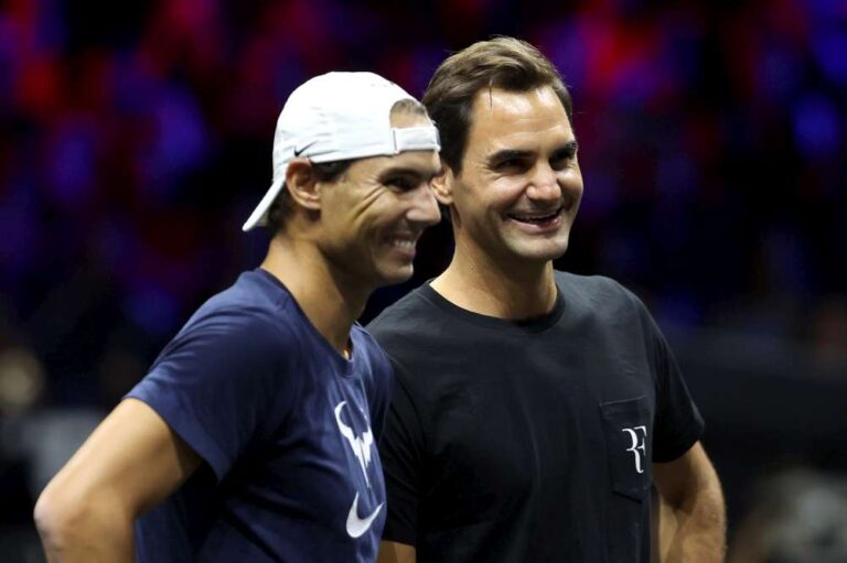 Ostatni mecz w karierze Roger Federer zagrał występując w deblu z Rafaelem Nadalem. Fot. Getty Images/Laver Cup