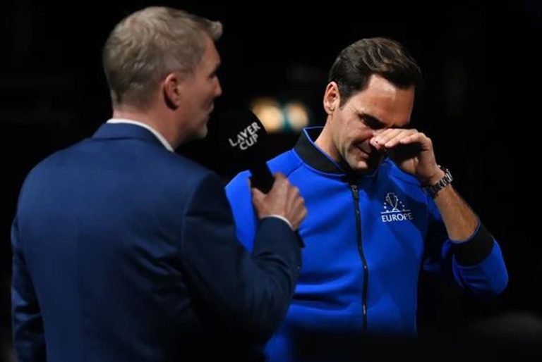 W wywiadzie udzielanym po meczu w oczach Swiss Maestro pojawiły się łzy. Fot. Laver Cup