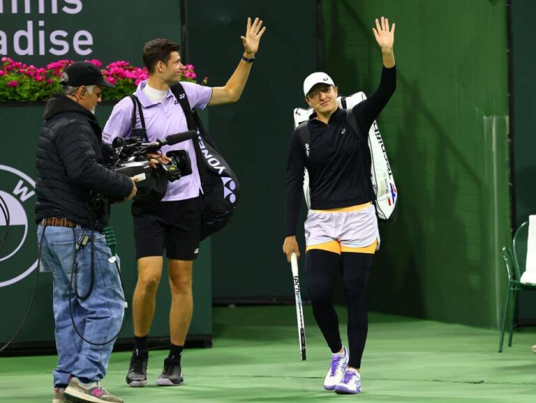 Iga Świątek i Hubert Hurkacz zagrali w finale charytatywnego turnieju Eisenhower Cup 2023. Fot. BNP Paribas Open Indian Wells/Eisenhower Cup 2023