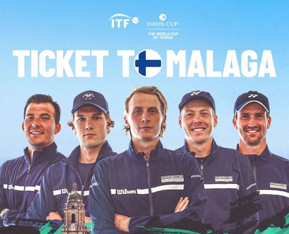 Reprezentacja Finlandii zagra w finałowym turnieju Pucharu Davisa 2023 w Maladze (21-26 listopada). Fot/./Grafika Puchar Davisa/ITF
