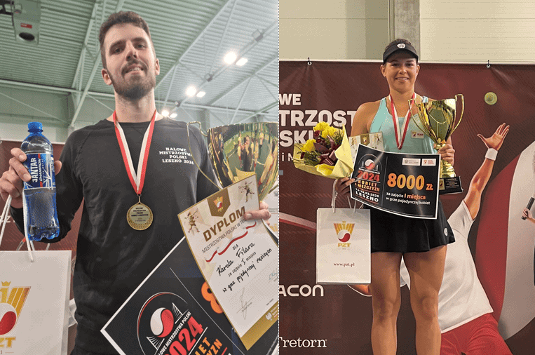 W rywalizacji w grze pojedynczej po tytuły sięgnęli: Weronika Falkowska (KS Górnik Bytom) oraz Karol Filar (BKT Advantage Bielsko-Biała). Fot. PZT
