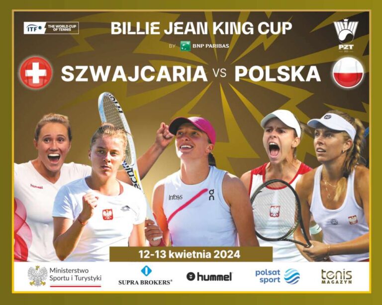 Oficjalny plakat reprezentacji Polski kobiet na mecz ze Szwajcarkami. Grafika PZT