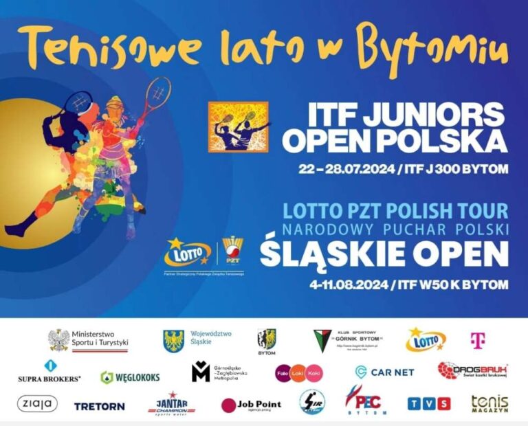 ITF Juniors Open Polska i ITF W50 Śląskie Open – to dwa duże, międzynarodowe wydarzenia tenisowe, które odbędą się na kortach KS Górnik Bytom. Grafika PZT