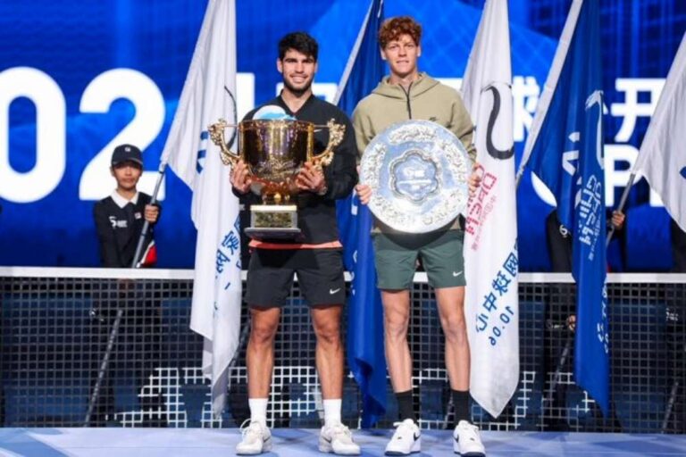 Finaliści turnieju China Open w Pekinie: Carlos Alcaraz i Jannik Sinner. Fot. China Open 2024/ATP Tour