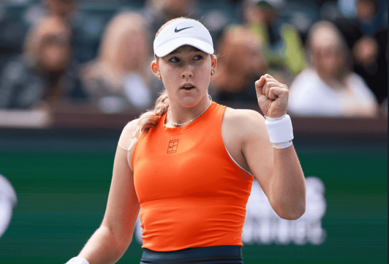Mirra Andriejewa do półfinału awansowała zasłużenie, pokonując w dwóch setach Ukrainkę Elinę Switolinę. Fot. BNP Paribas Open 2025