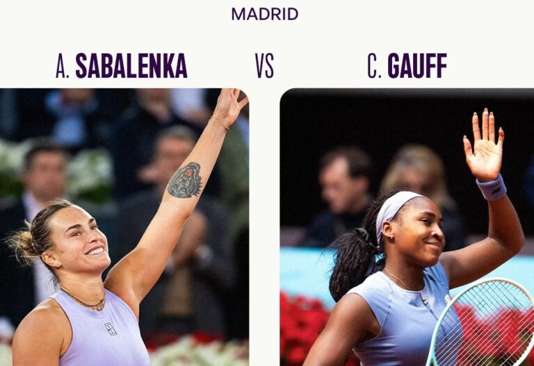 W sobotnim finale gry pojedynczej kobiet turnieju Mutua Madrid Open 2025 zmierzą się Amerykanka Cori Coco Gauff oraz Aryna Sabalenka z Białorusi. Fot. WTA Tour