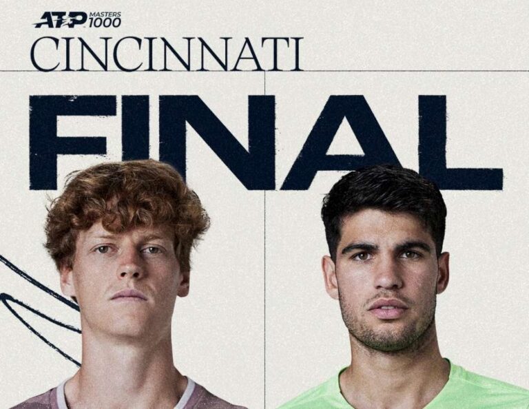 W poniedziałkowym finale dojdzie do pojedynku dwóch najlepszych obecnie tenisistów świata. O tytuł zagrają Jannik Sinner – Carlos Alcaraz. Fot. ATP Tour/ Cincinnati Open 2025