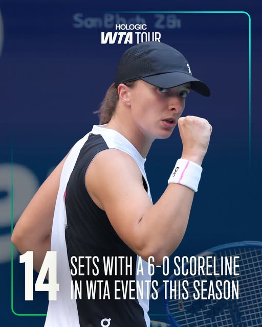 Iga Świątek wygrała po raz 14. seta 6:0 w tegorocznym cyklu WTA Tour. Fot. Kia Korea Open 2025/WTA Tour