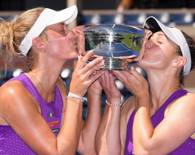 Erin Routliffe i Gabriela Dabrowski triumfowały w grze podwójnej kobiet podczas wielkoszlemowego turnieju US Open 2025. Fot US Open 2025