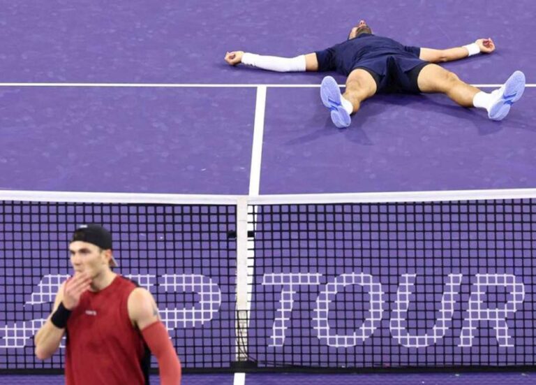 Brytyjczyk Jack Draper pokonał po trwającej dwie godziny i 37 minut tenisowej batalii Serba Novaka Djokovicia. Fot BNP Paribas Open 2026/ATP Tour