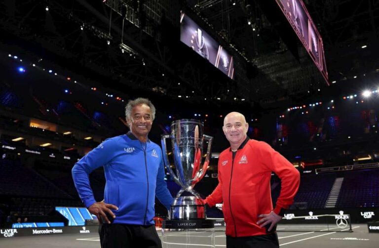 Kapitanowie drużyn: Yannick Noah i Andre Agassi. Fot. Lever Cup 2026